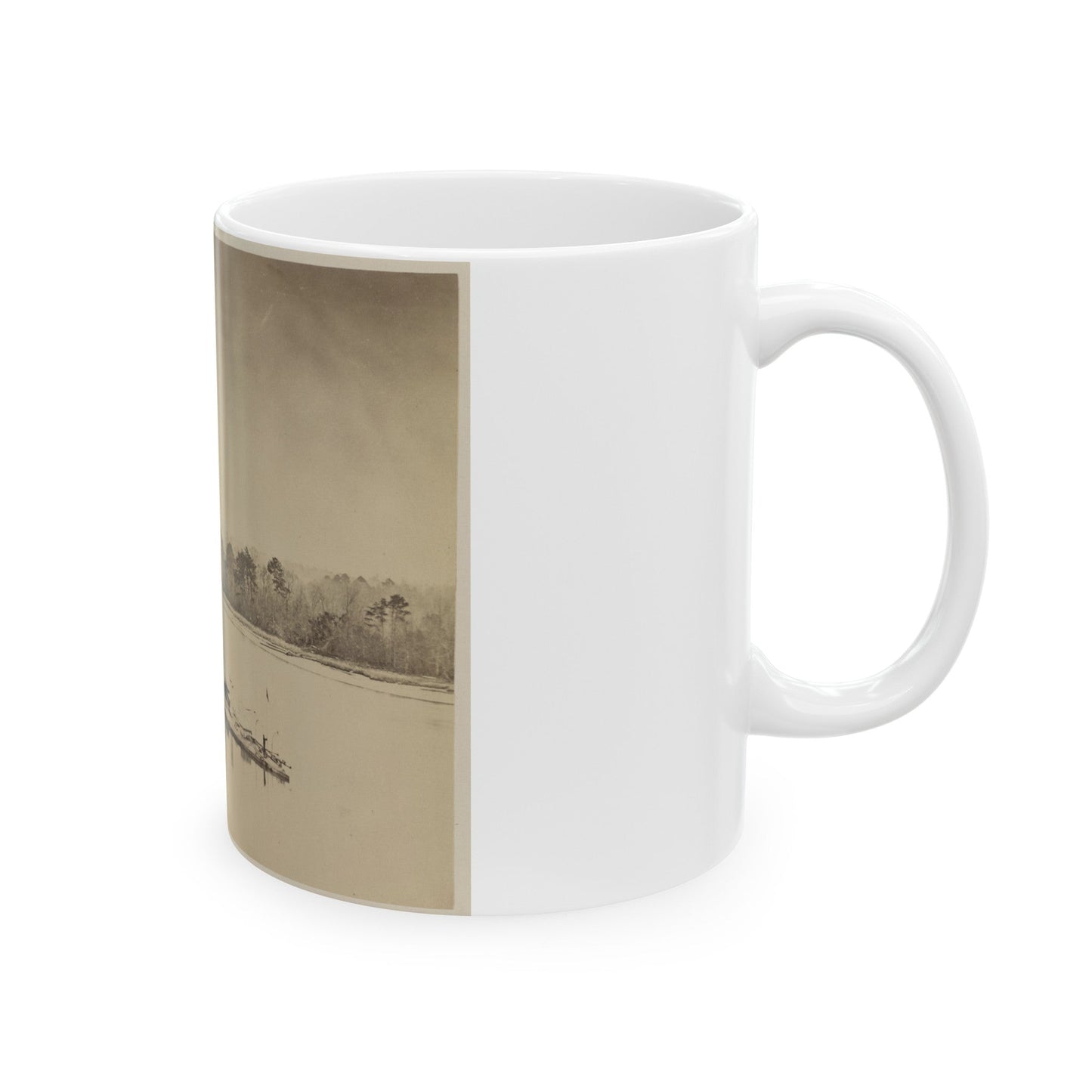 U.S.S. Casco, Light Draft Monitor, In The James River (U.S. Civil War) White Coffee Mug-The Sticker Space