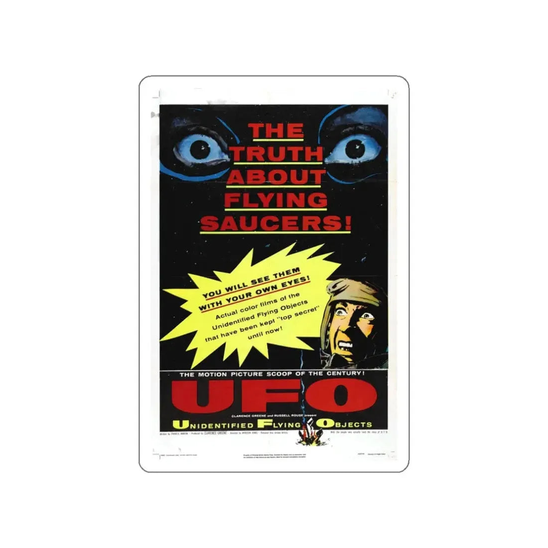 UFO 1956 Movie Poster STICKER Vinyl Die-Cut Decal 3 Inch - The Sticker Space