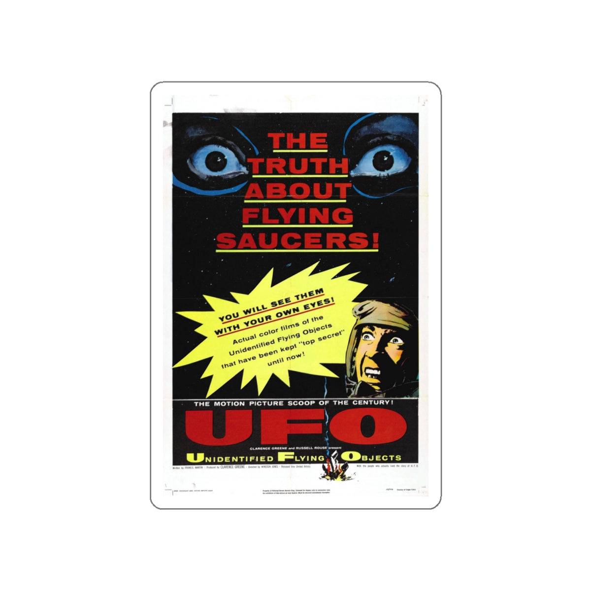 UFO 1956 Movie Poster STICKER Vinyl Die-Cut Decal-White-The Sticker Space