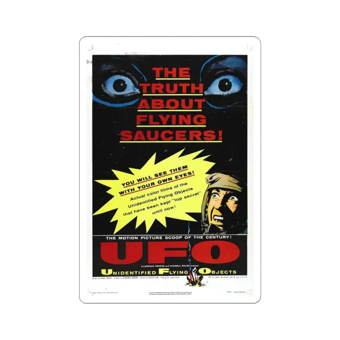 UFO 1956 Movie Poster - STICKER Vinyl Kiss-Cut Decal 3 Inch White - The Sticker Space