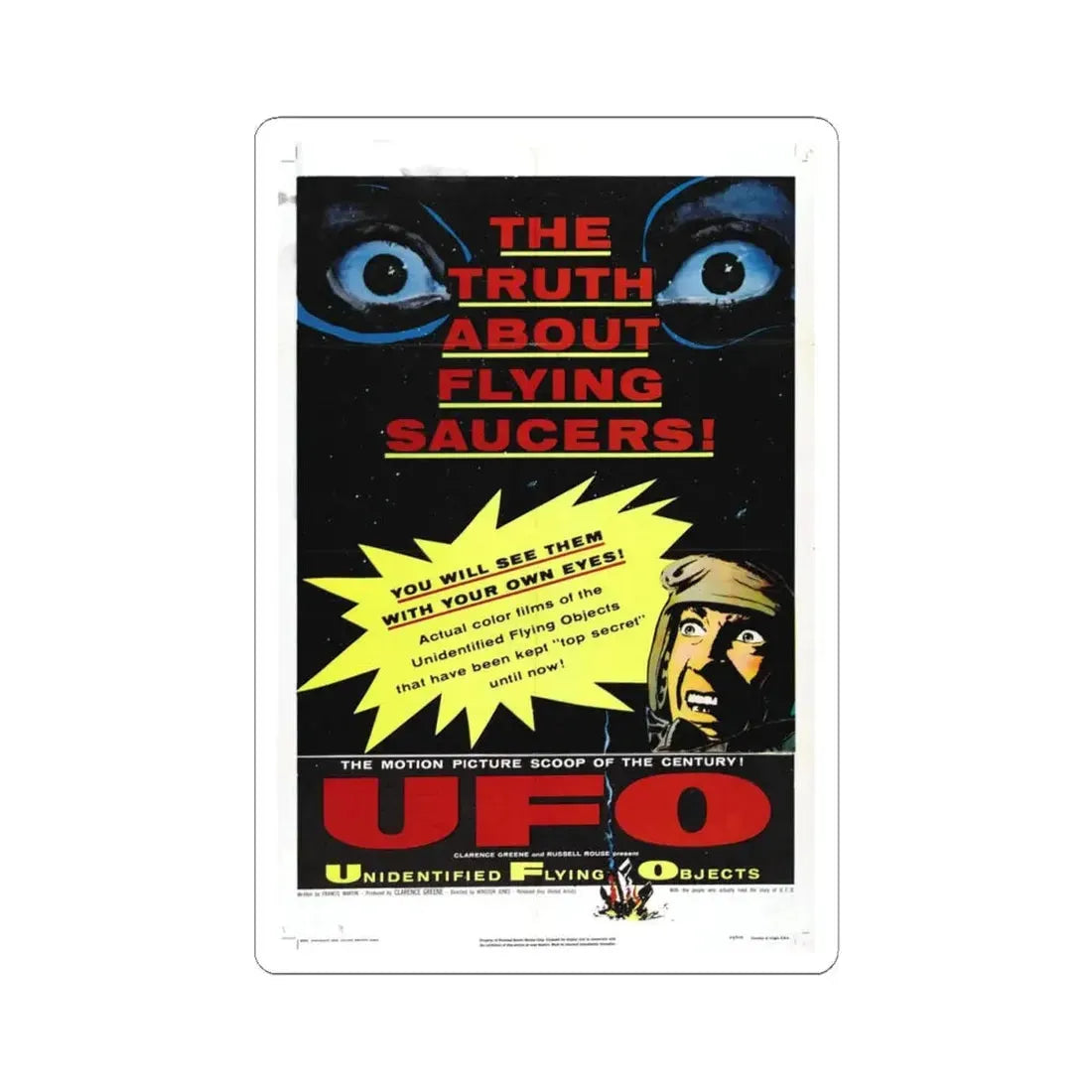UFO 1956 Movie Poster - STICKER Vinyl Kiss-Cut Decal 4 Inch White - The Sticker Space