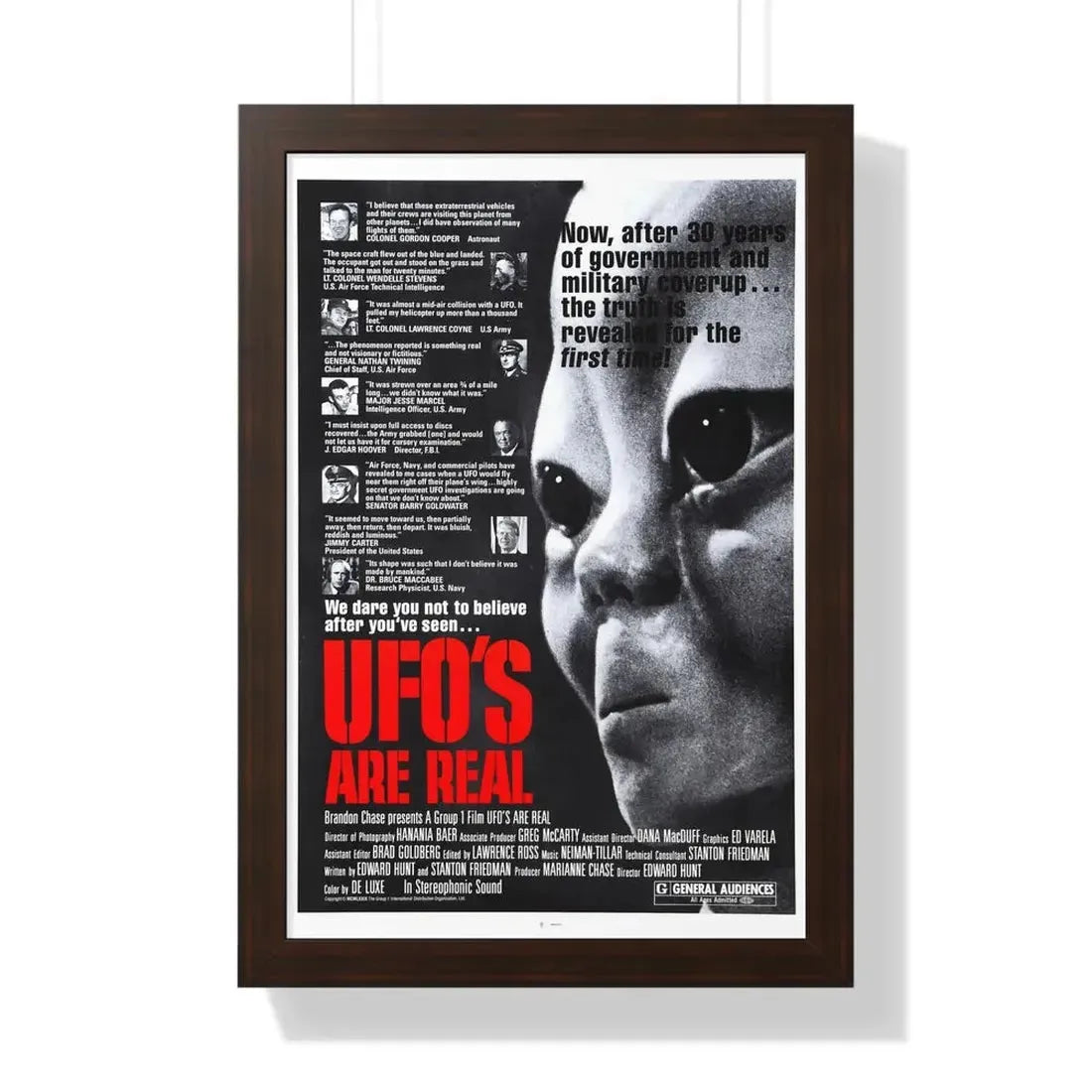 UFO'S ARE REAL 1979 - Framed Movie Poster 16″ x 24″ Walnut - The Sticker Space