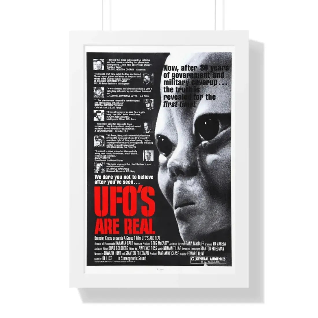 UFO'S ARE REAL 1979 - Framed Movie Poster 16″ x 24″ White - The Sticker Space