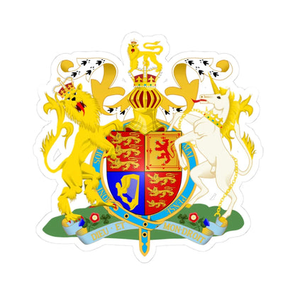 UK Royal Coat of Arms (United Kingdom) (Coat of Arms) STICKER Vinyl Kiss-Cut Decal 3 Inch White - The Sticker Space
