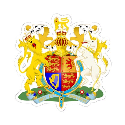 UK Royal Coat of Arms (United Kingdom) (Coat of Arms) STICKER Vinyl Kiss-Cut Decal 6 Inch White - The Sticker Space