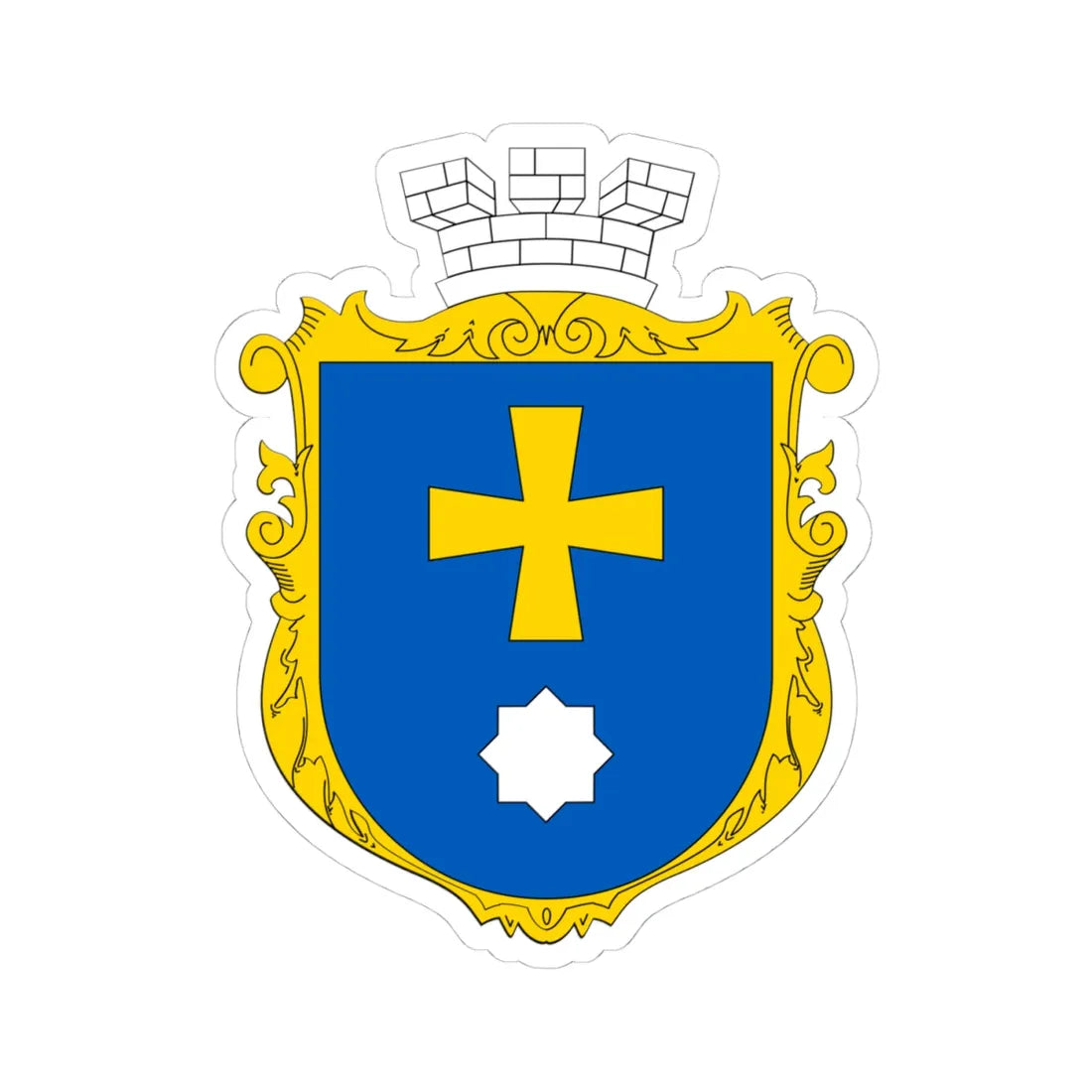UKR COA of Myrhorod (Ukraine) (Coat of Arms) STICKER Vinyl Kiss-Cut Decal 4 Inch White - The Sticker Space