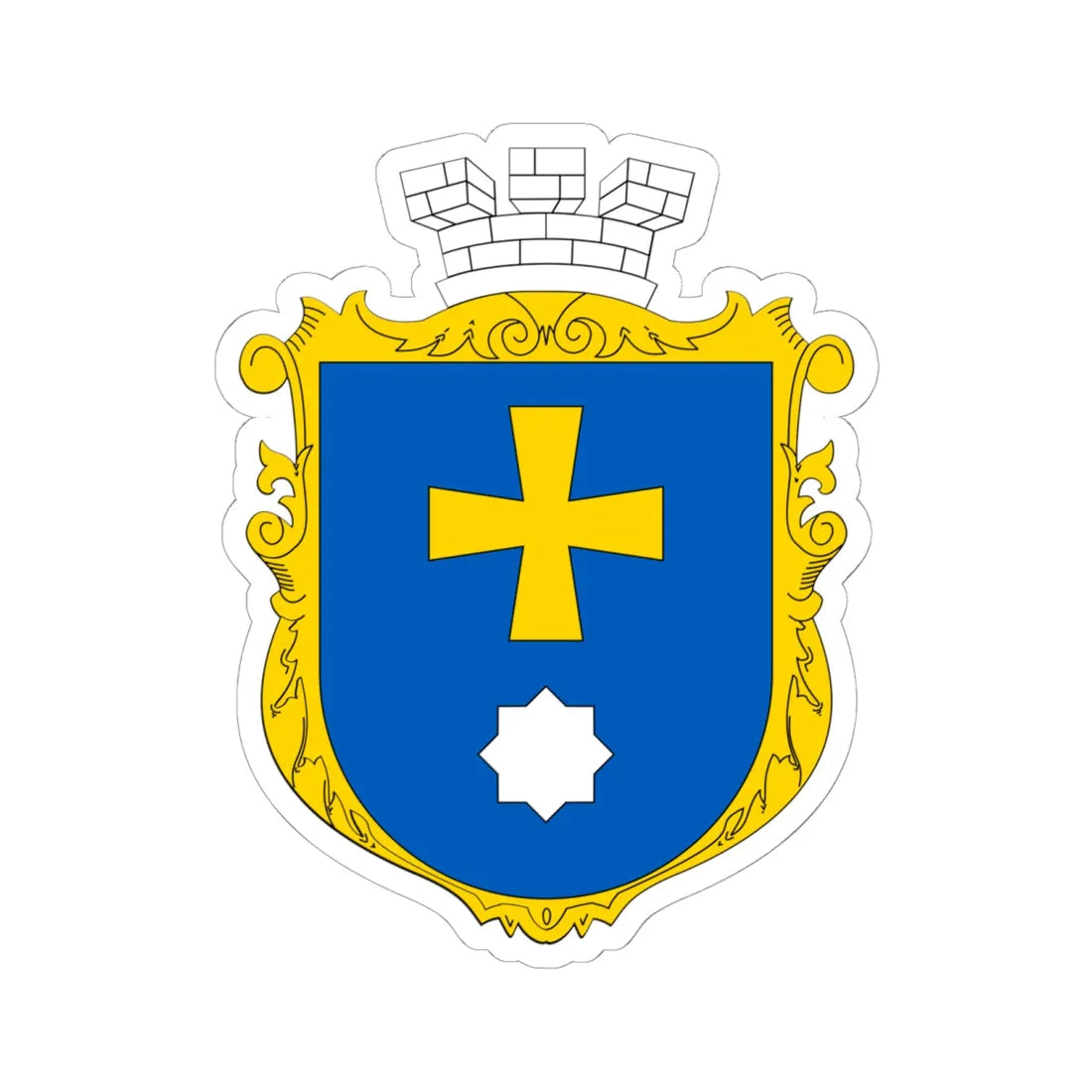 UKR COA of Myrhorod (Ukraine) (Coat of Arms) STICKER Vinyl Kiss-Cut Decal 6 Inch White - The Sticker Space