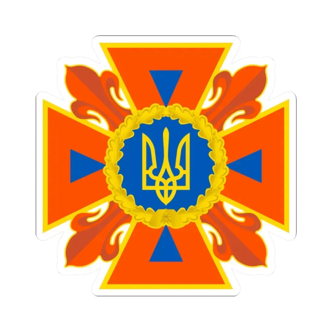 Емблема ДСНС України (Ukraine) (Coat of Arms) STICKER Vinyl Kiss-Cut Decal 2 Inch White - The Sticker Space