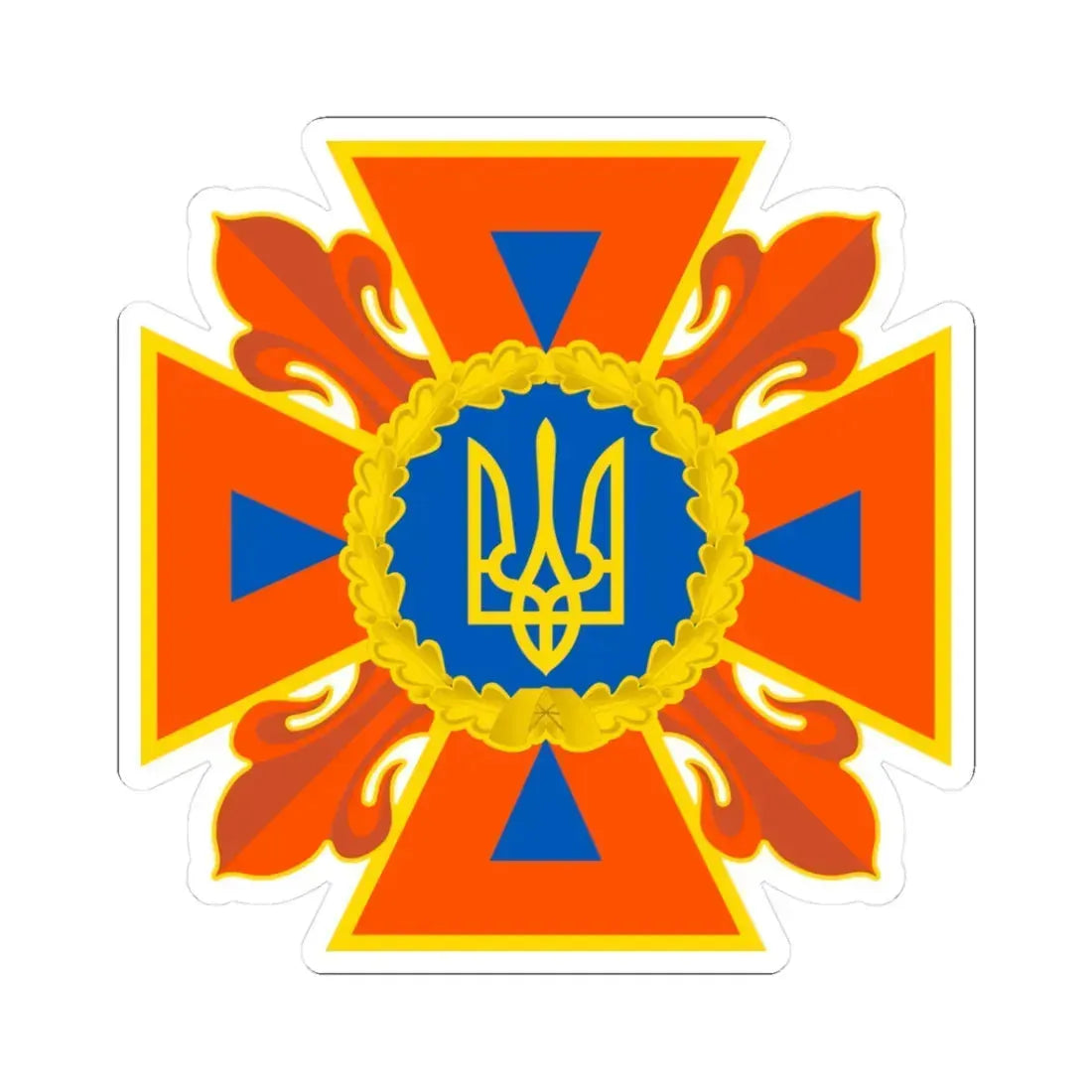 Емблема ДСНС України (Ukraine) (Coat of Arms) STICKER Vinyl Kiss-Cut Decal 3 Inch White - The Sticker Space