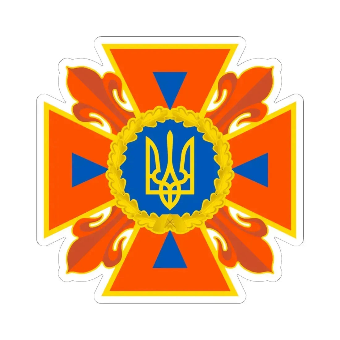 Емблема ДСНС України (Ukraine) (Coat of Arms) STICKER Vinyl Kiss-Cut Decal 6 Inch White - The Sticker Space