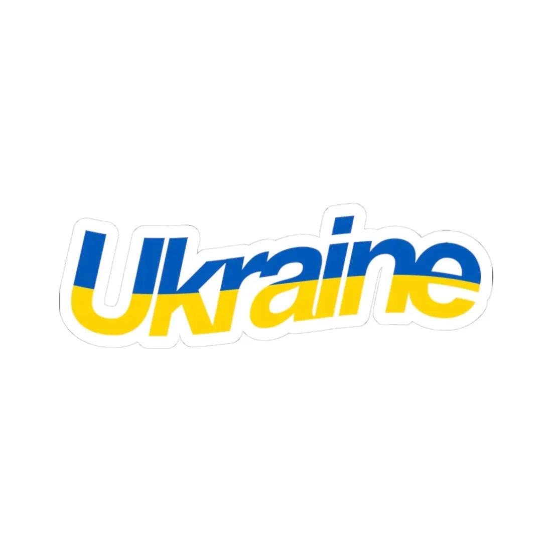 Ukraine name with flag colors - English - Warped (Ukraine) STICKER Vinyl Kiss-Cut Decal 3 Inch White - The Sticker Space
