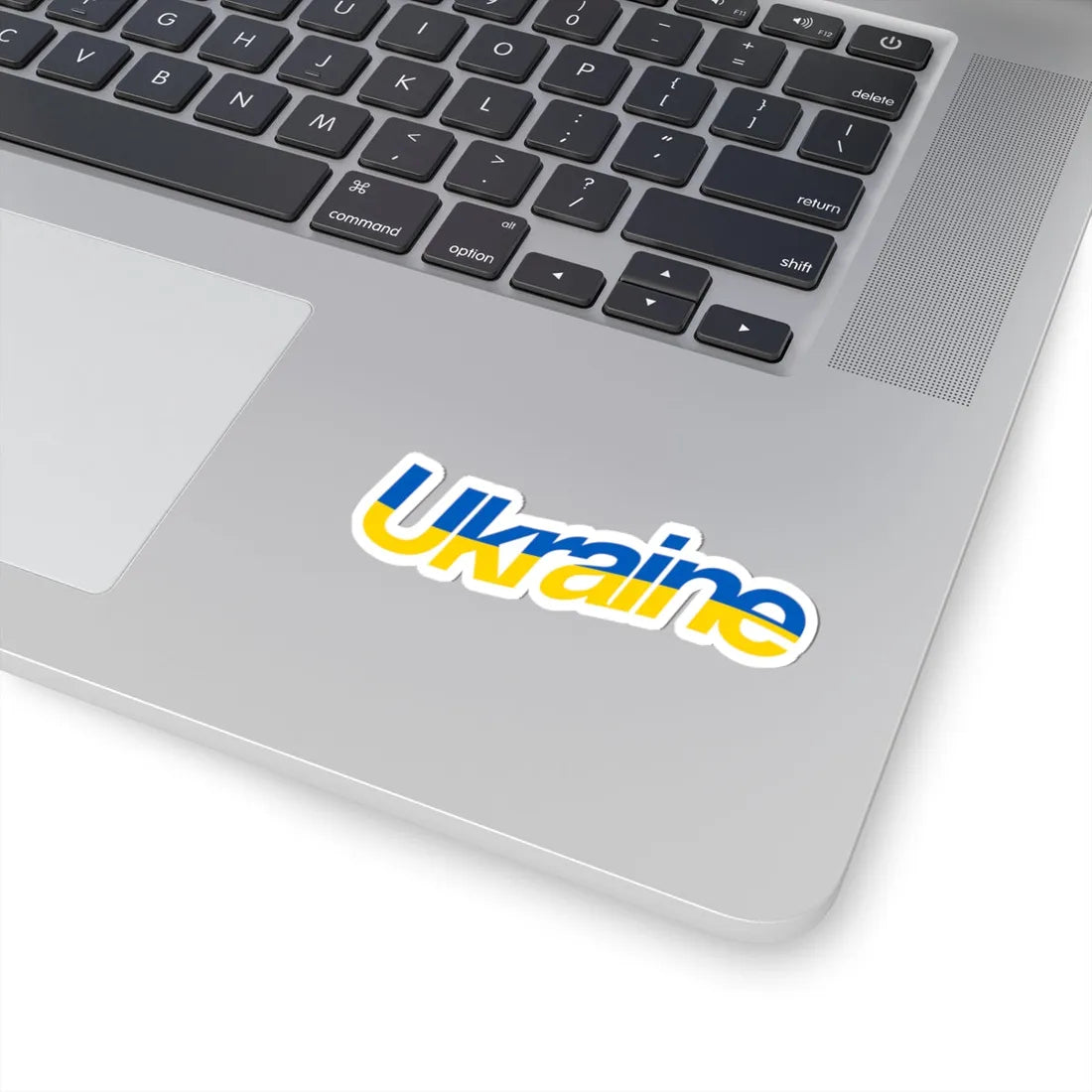 Ukraine name with flag colors - English - Warped (Ukraine) STICKER Vinyl Kiss-Cut Decal - The Sticker Space
