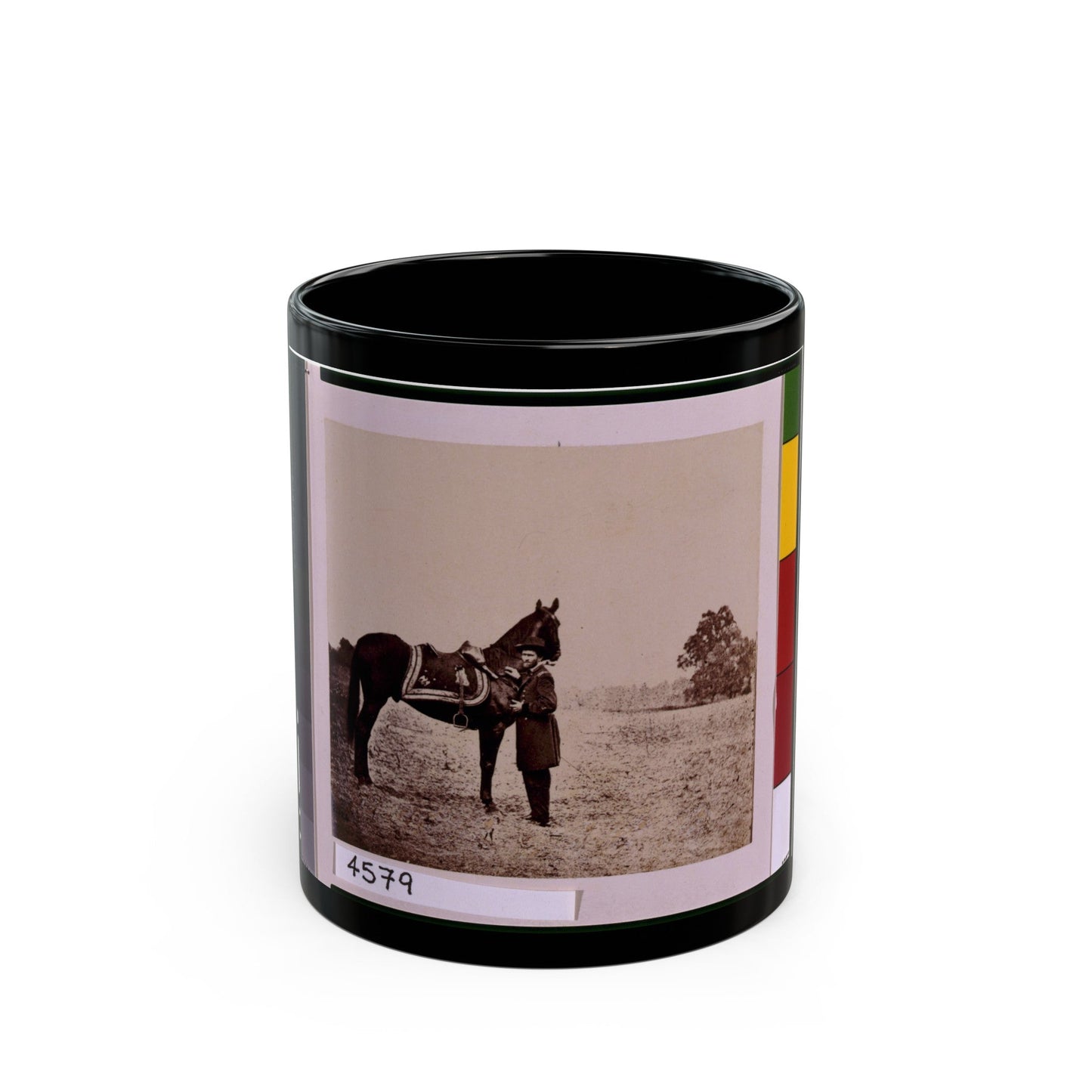 Ulysses S. Grant, Full-Length Portrait, Facing Left, Standing Alongside His War Horse, Cincinnati (U.S. Civil War) Black Coffee Mug-11oz-The Sticker Space