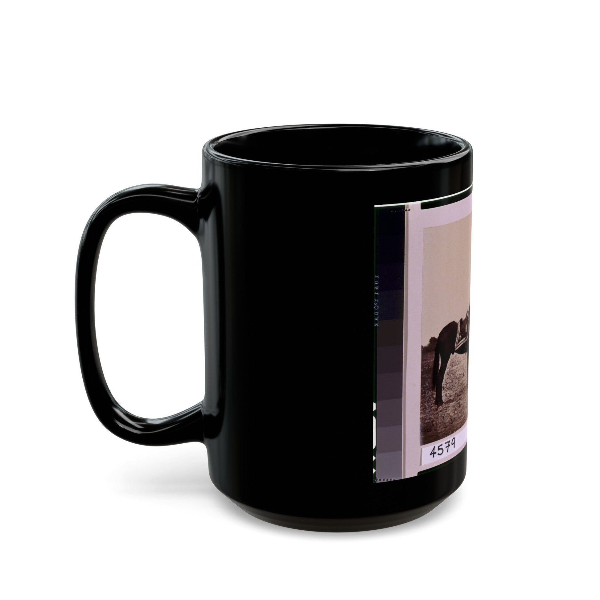 Ulysses S. Grant, Full-Length Portrait, Facing Left, Standing Alongside His War Horse, Cincinnati (U.S. Civil War) Black Coffee Mug-The Sticker Space