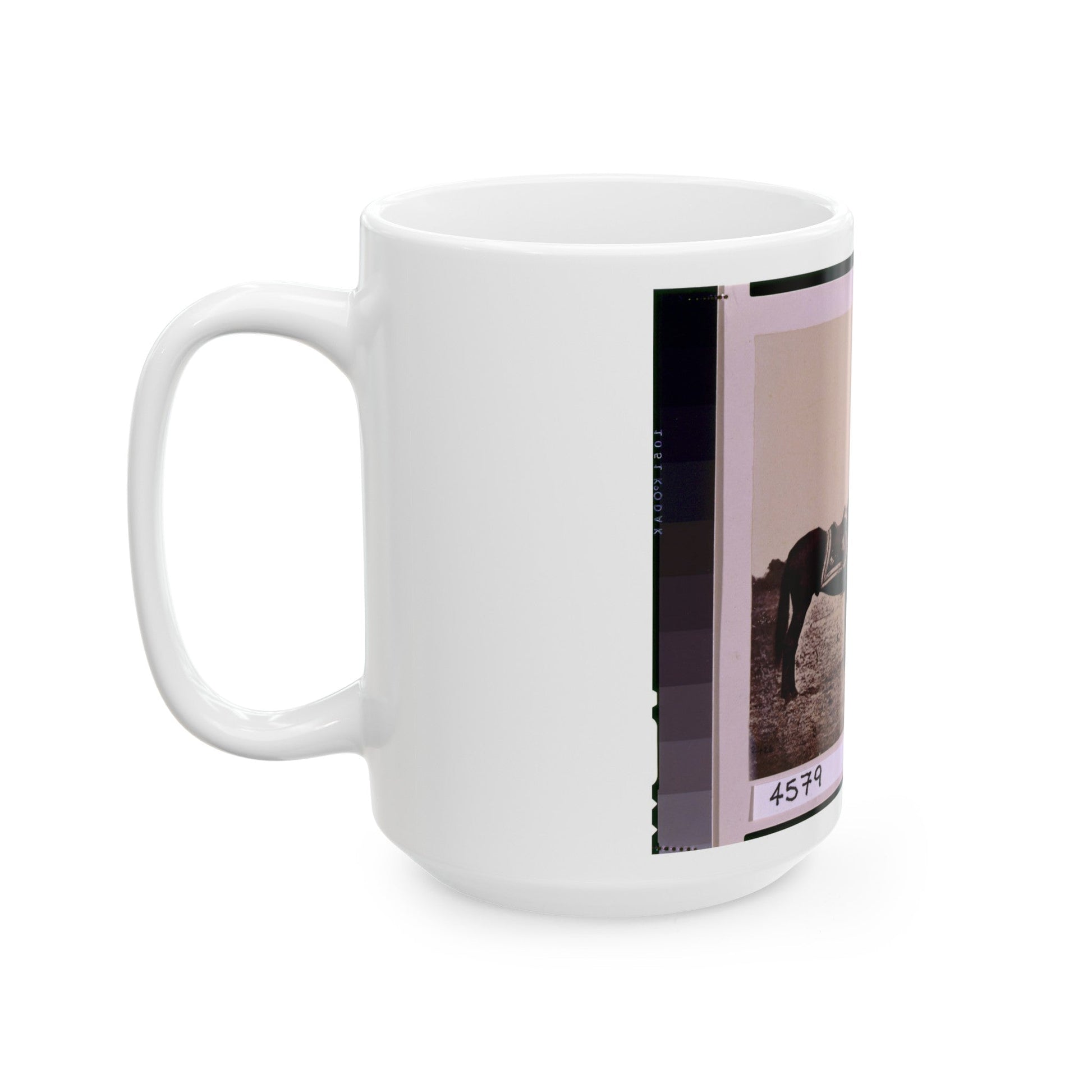 Ulysses S. Grant, Full-Length Portrait, Facing Left, Standing Alongside His War Horse, Cincinnati (U.S. Civil War) White Coffee Mug-The Sticker Space