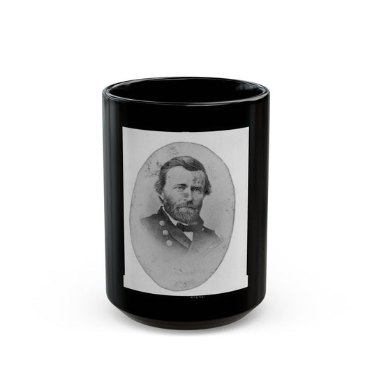 Ulysses S. Grant, In Uniform, Head-And-Shoulders Portrait, Facing Front (U.S. Civil War) Black Coffee Mug-15oz-The Sticker Space