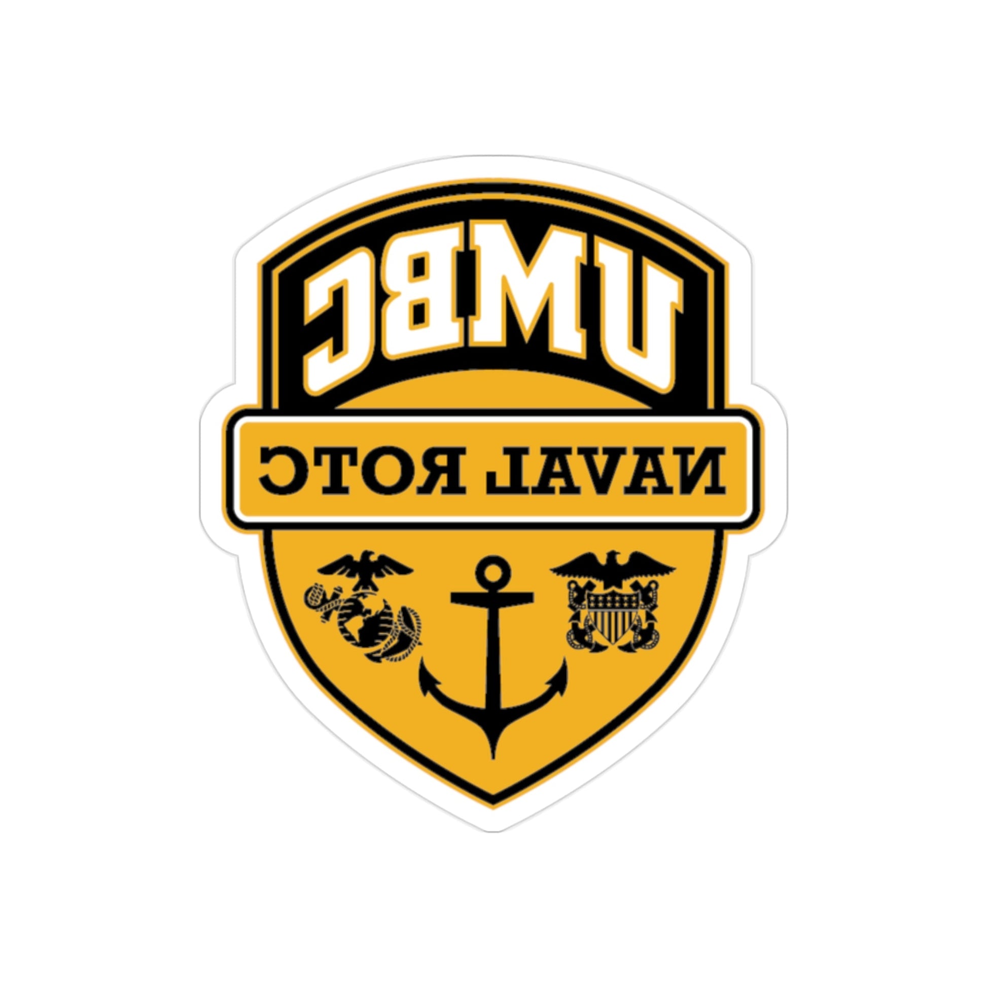 UMBC Naval ROTC (U.S. Navy) REVERSE PRINT Transparent STICKER-2" × 2"-The Sticker Space