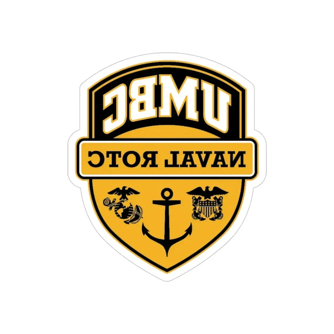 UMBC Naval ROTC (U.S. Navy) REVERSE PRINT Transparent Die-Cut STICKER 4 Inch Die-Cut Transparent - The Sticker Space