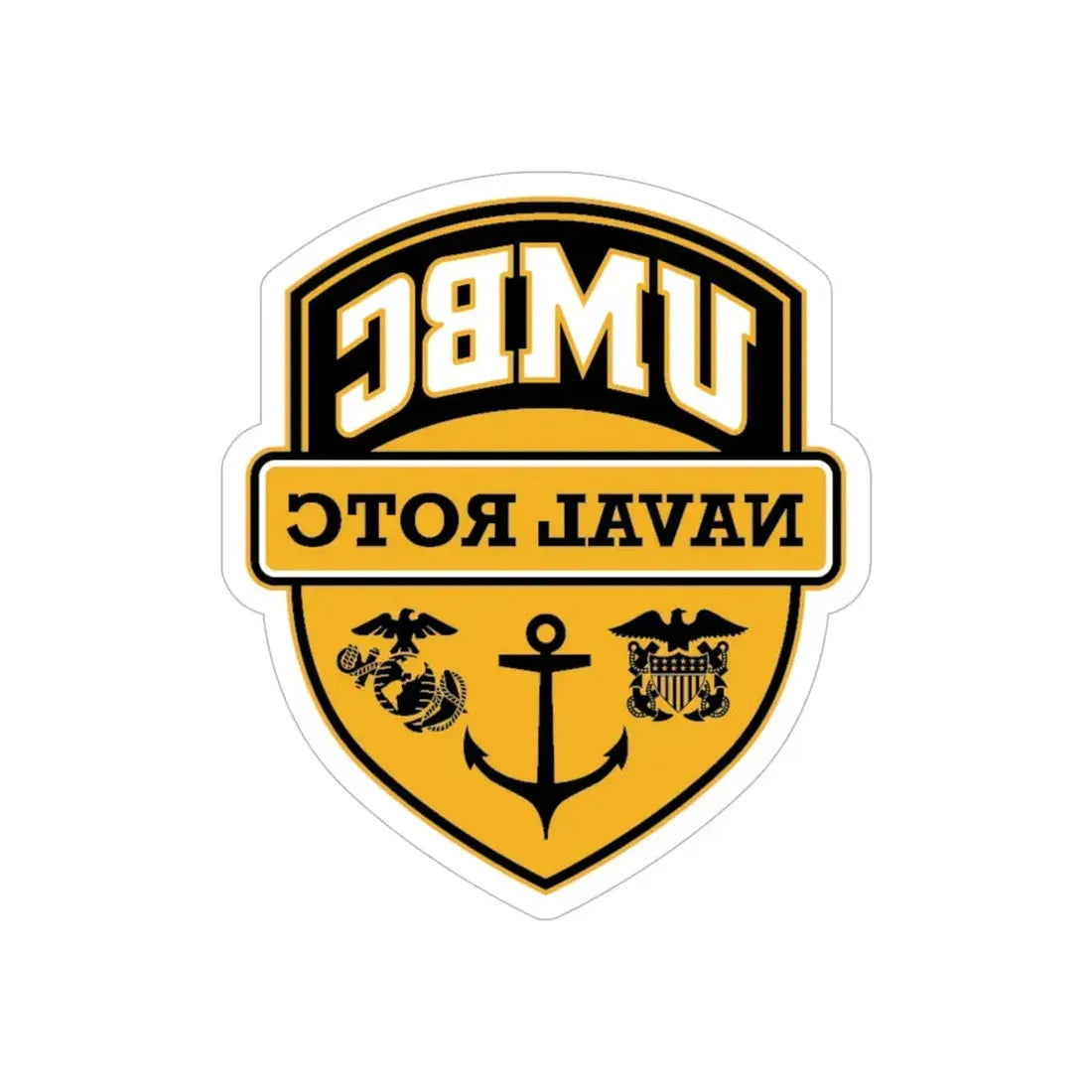 UMBC Naval ROTC (U.S. Navy) REVERSE PRINT Transparent Die-Cut STICKER 6 Inch Die-Cut Transparent - The Sticker Space