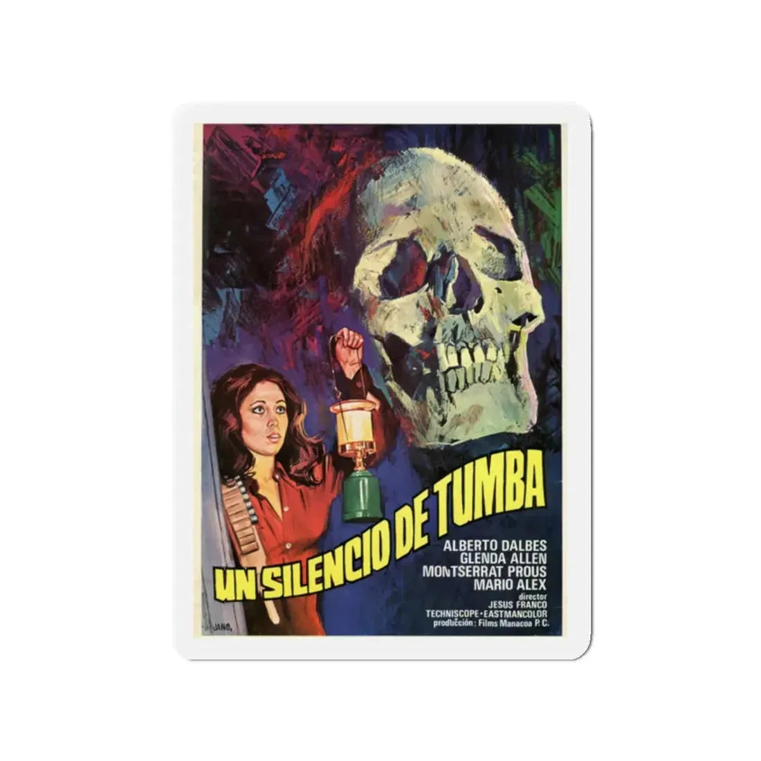 UN SILENCIO DE TUMBA 1976 Movie Poster - Refrigerator Magnet 2 Inch Die-Cut - The Sticker Space