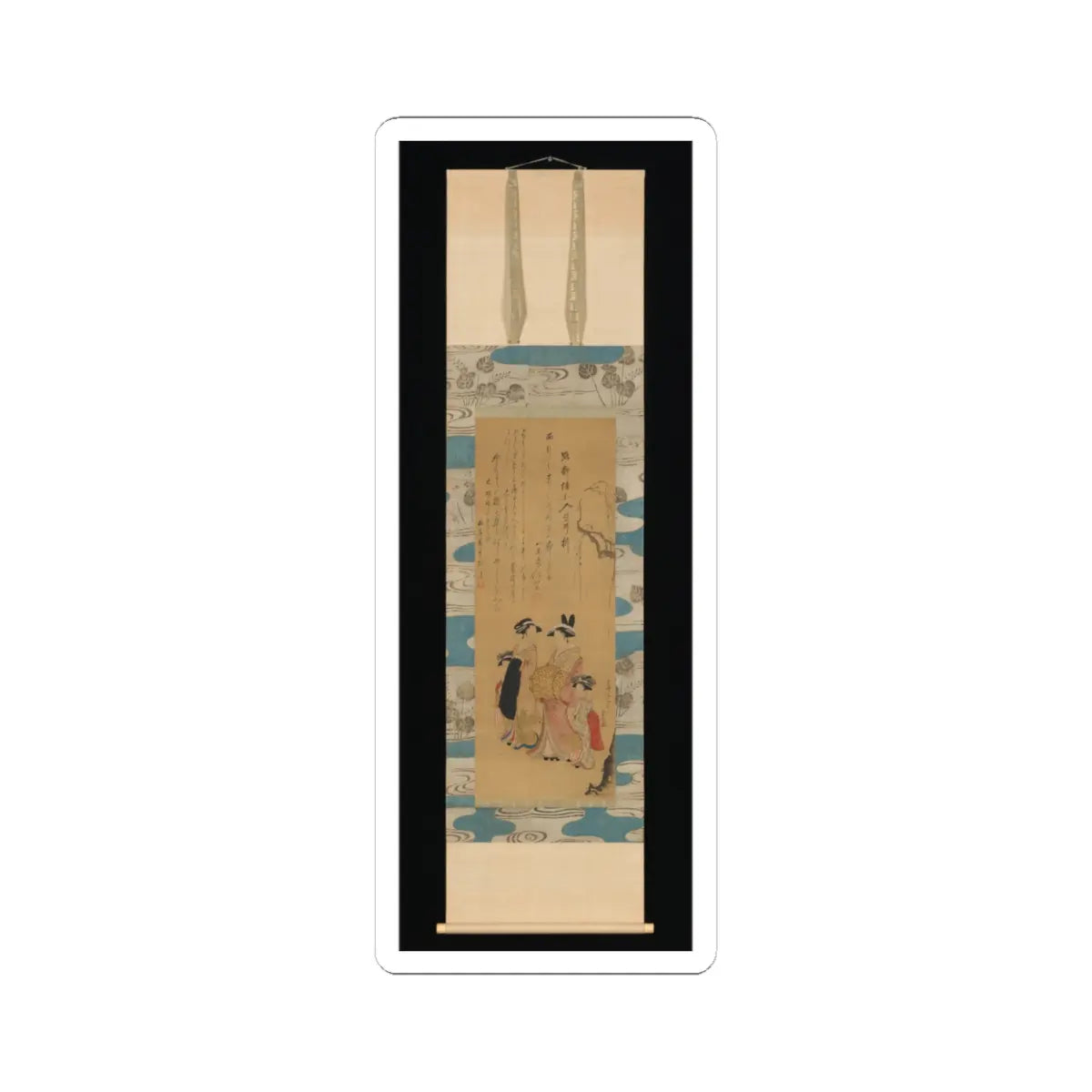 Unchō - Courtesan and her Attendants under a Willow Tree - 1796 v2 - STICKER Vinyl Kiss-Cut Decal