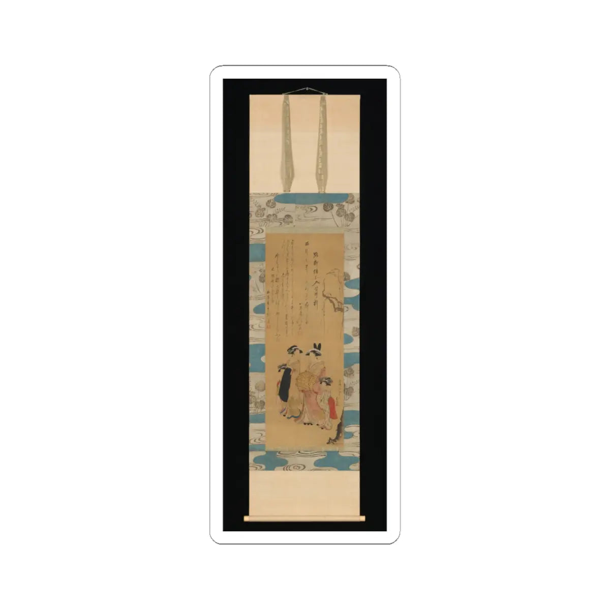 Unchō - Courtesan and her Attendants under a Willow Tree - 1796 v2 - STICKER Vinyl Kiss-Cut Decal