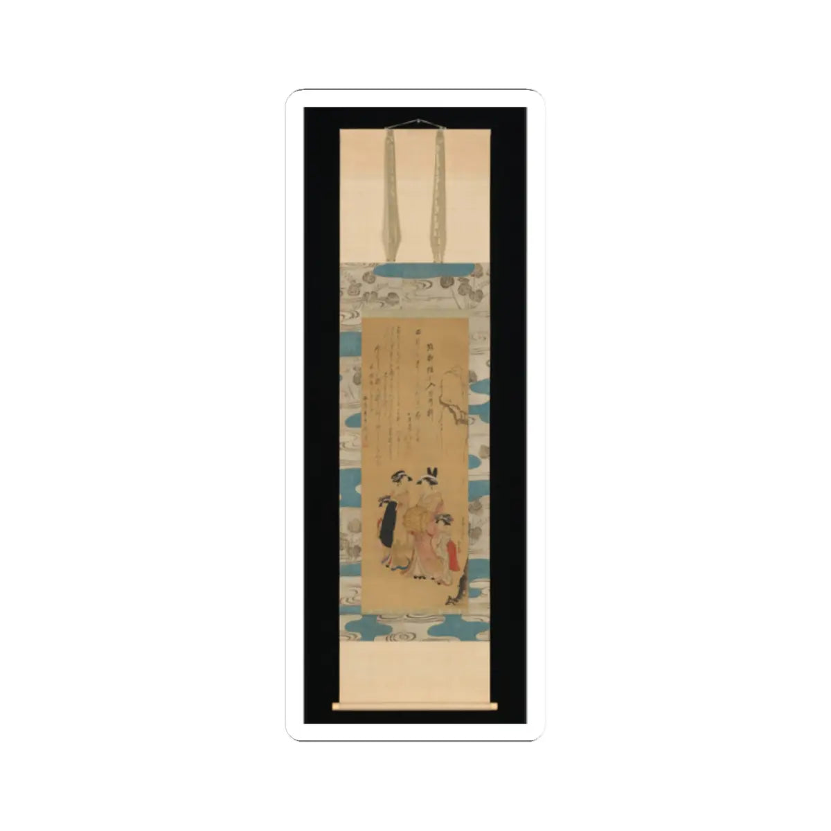 Unchō - Courtesan and her Attendants under a Willow Tree - 1796 v2 - STICKER Vinyl Kiss-Cut Decal