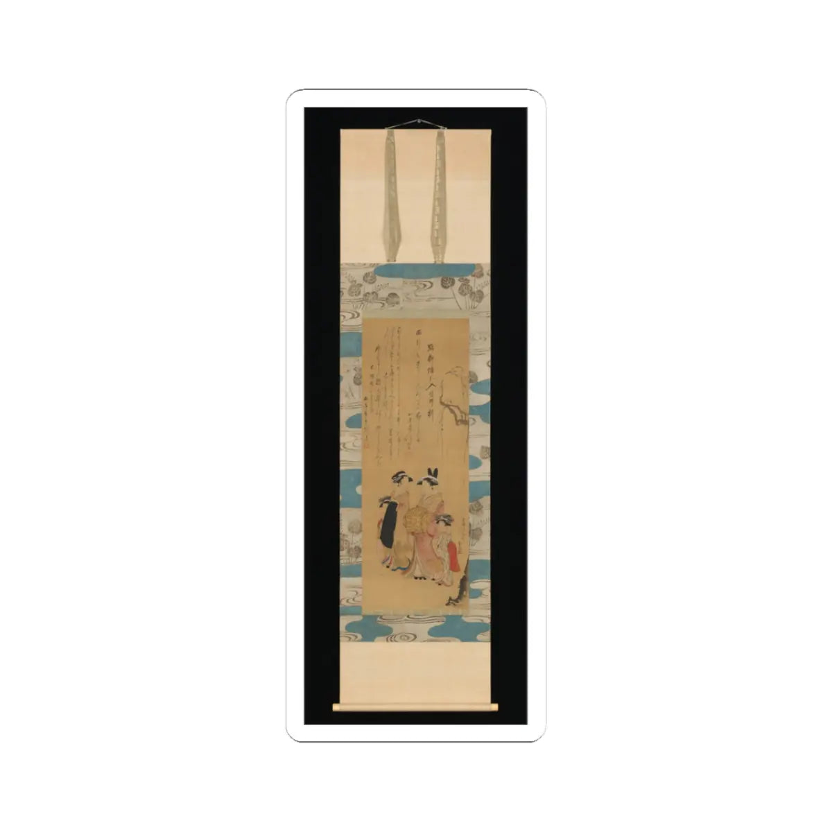 Unchō - Courtesan and her Attendants under a Willow Tree - 1796 v2 - STICKER Vinyl Kiss-Cut Decal