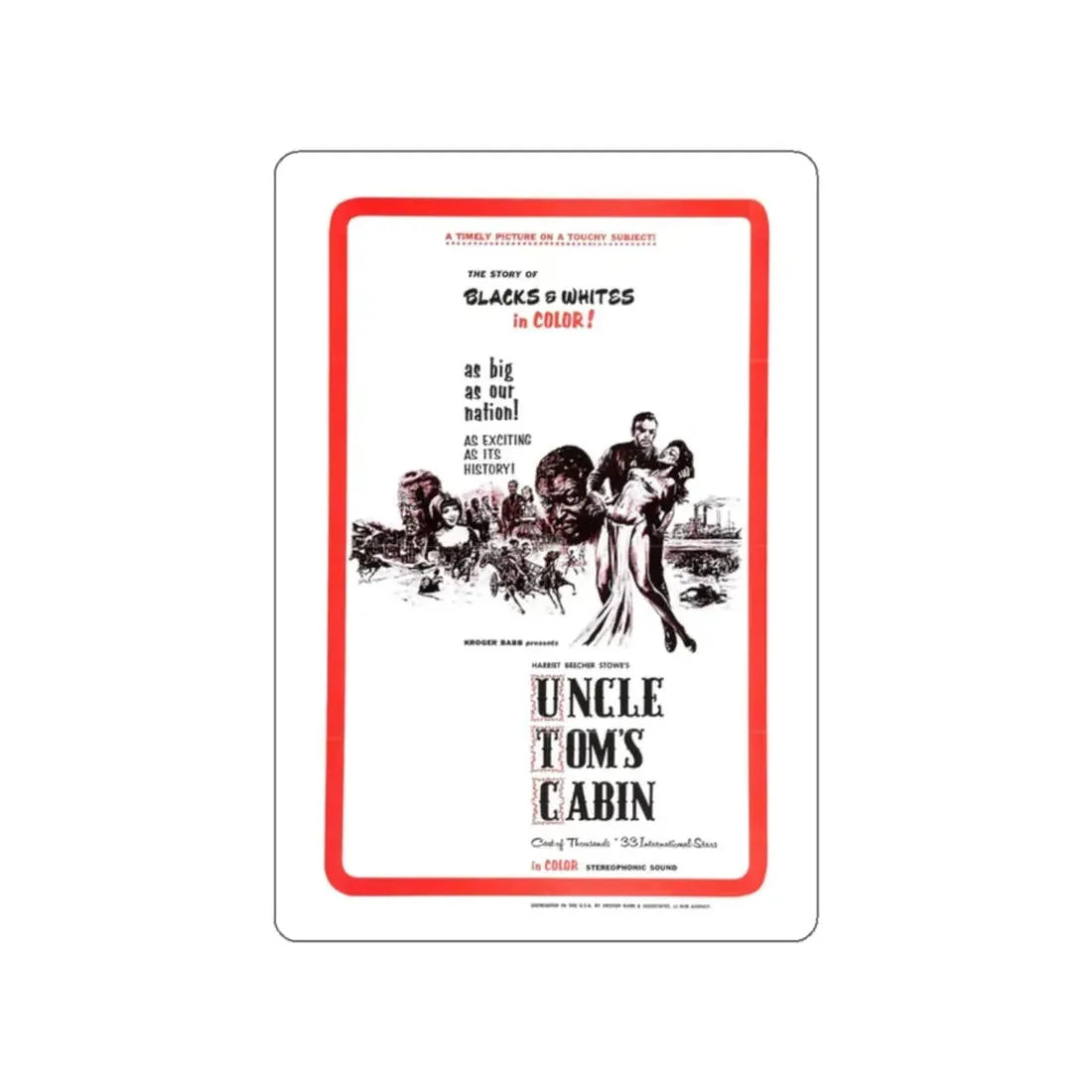 UNCLE TOM'S CABIN 1965 Movie Poster STICKER Vinyl Die-Cut Decal 2 Inch - The Sticker Space