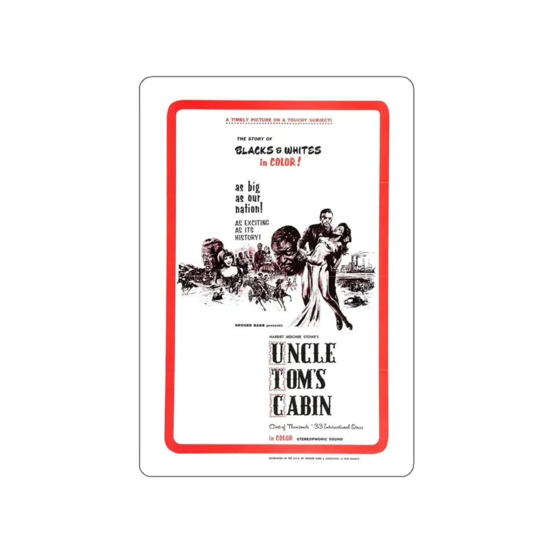 UNCLE TOM'S CABIN 1965 Movie Poster STICKER Vinyl Die-Cut Decal 3 Inch - The Sticker Space