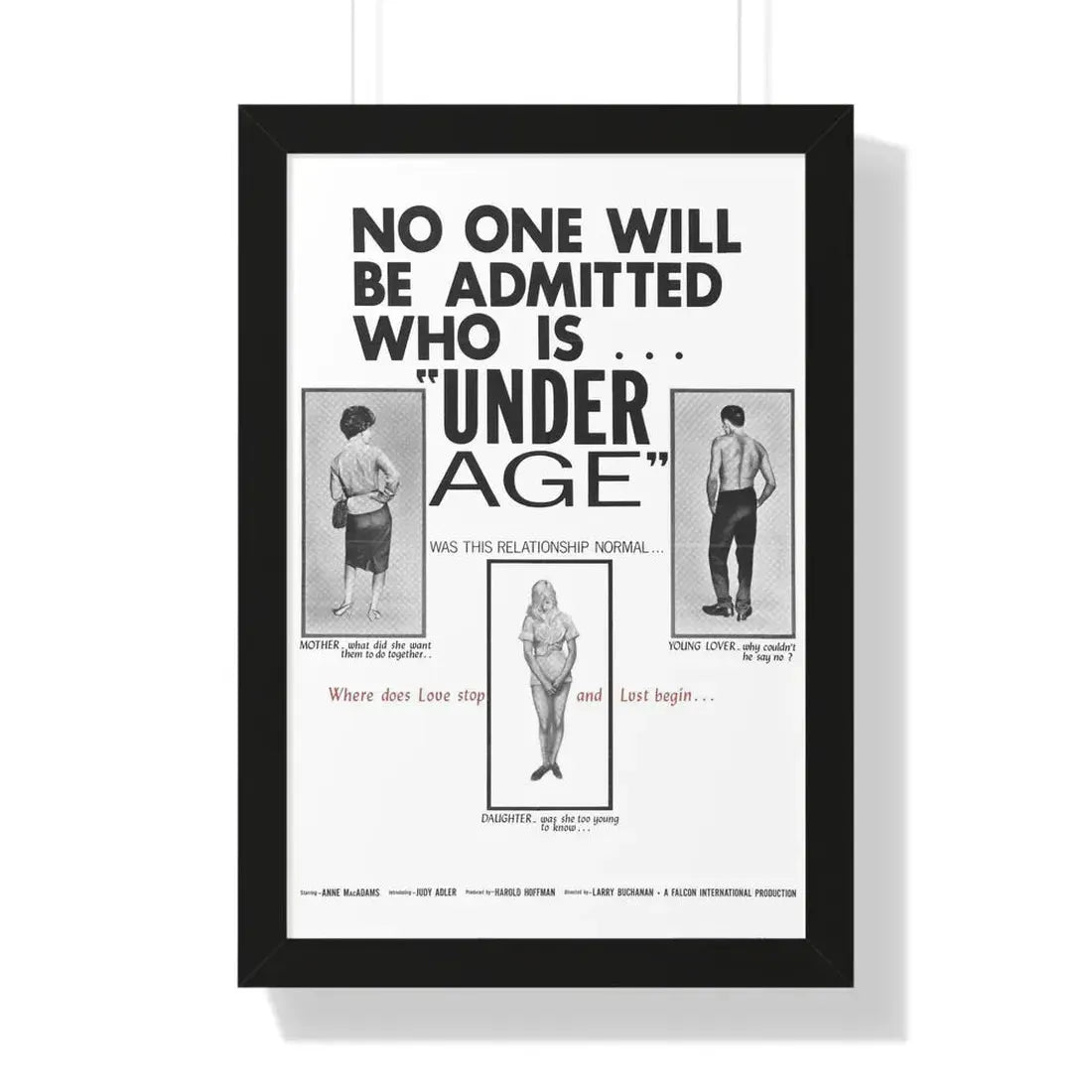 UNDER AGE 1964 - Framed Movie Poster 16″ x 24″ Black - The Sticker Space