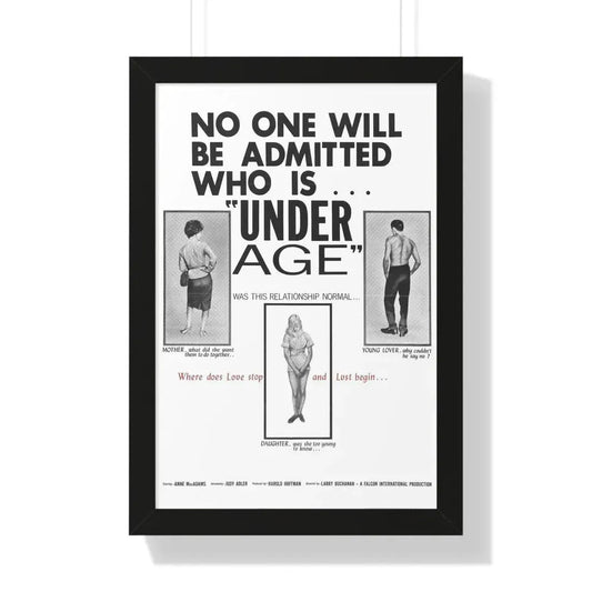 UNDER AGE 1964 - Framed Movie Poster 16″ x 24″ Black - The Sticker Space