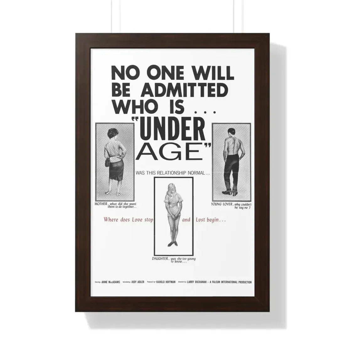 UNDER AGE 1964 - Framed Movie Poster 16″ x 24″ Walnut - The Sticker Space