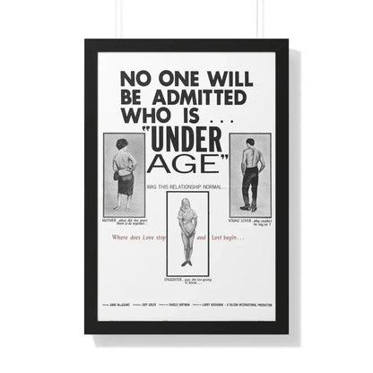 UNDER AGE 1964 - Framed Movie Poster 20" x 30" Black - The Sticker Space