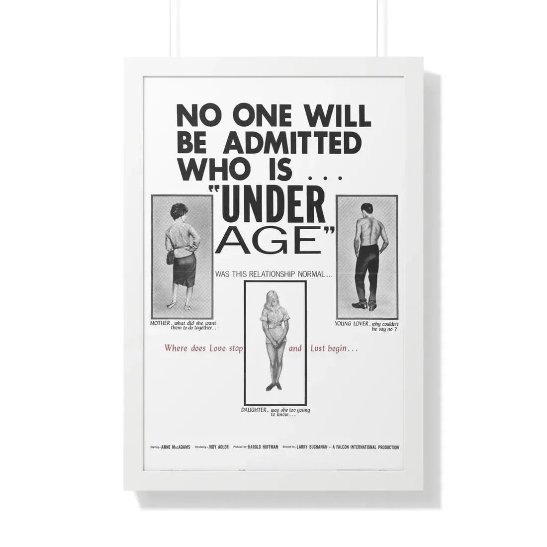 UNDER AGE 1964 - Framed Movie Poster 20" x 30" White - The Sticker Space
