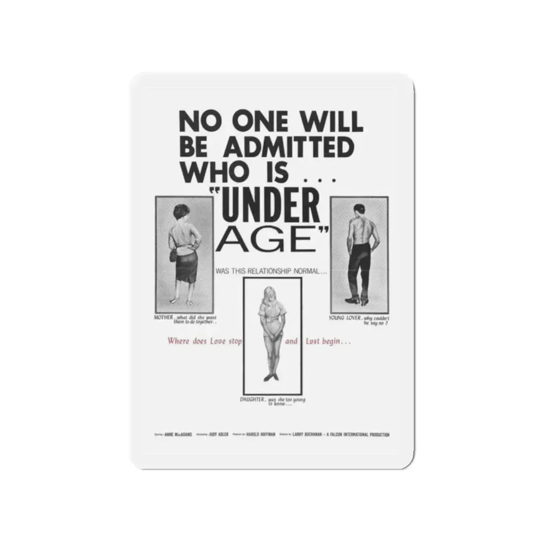 UNDER AGE 1964 Movie Poster - Refrigerator Magnet 2 Inch - The Sticker Space
