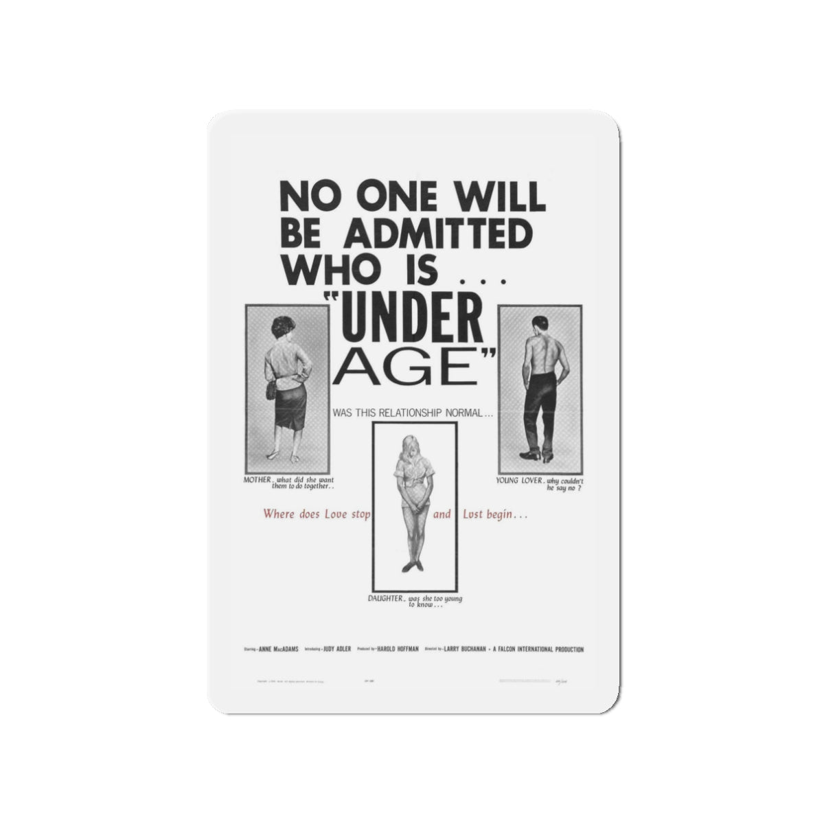 UNDER AGE 1964 Movie Poster - Refrigerator Magnet