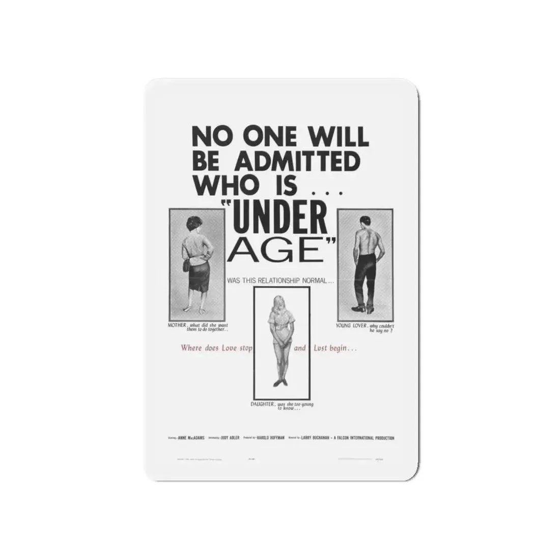 UNDER AGE 1964 Movie Poster - Refrigerator Magnet 4 Inch - The Sticker Space