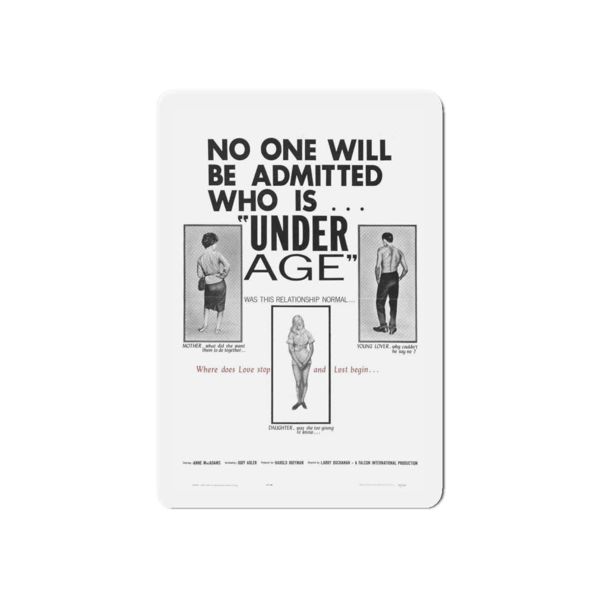 UNDER AGE 1964 Movie Poster - Refrigerator Magnet-6 × 6"-The Sticker Space