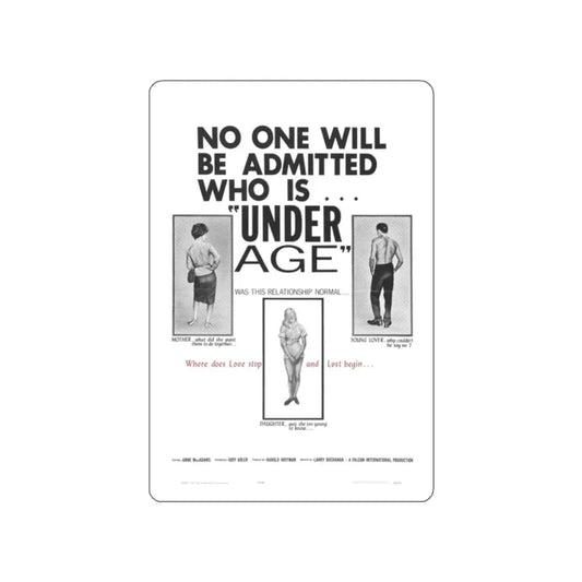 UNDER AGE 1964 Movie Poster STICKER Vinyl Die-Cut Decal 2 Inch - The Sticker Space