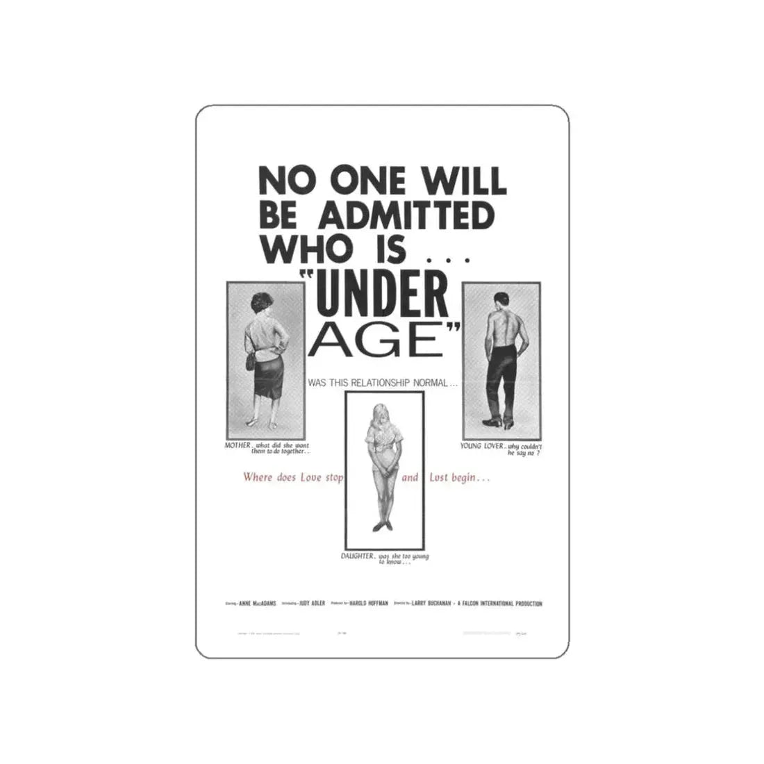 UNDER AGE 1964 Movie Poster STICKER Vinyl Die-Cut Decal 3 Inch - The Sticker Space