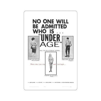 UNDER AGE 1964 Movie Poster - STICKER Vinyl Kiss-Cut Decal 6 Inch White - The Sticker Space