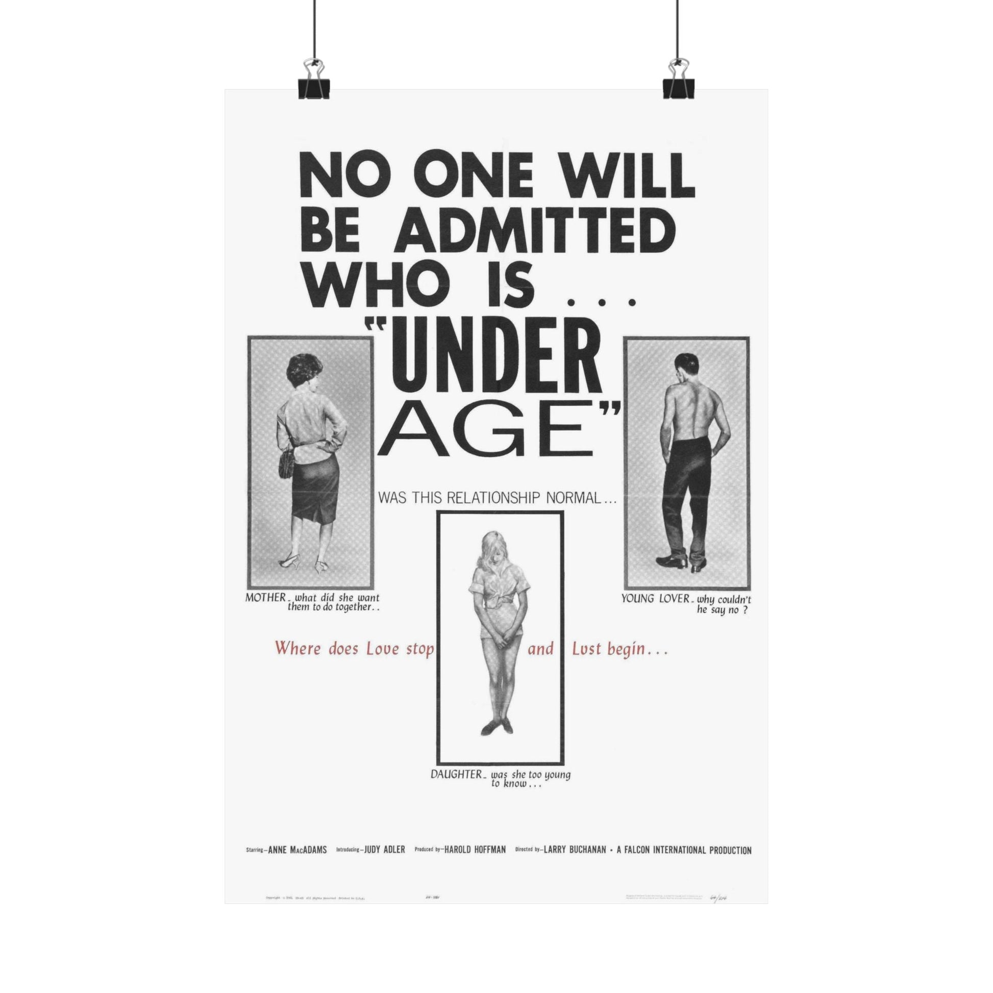 UNDER AGE 1964 - Paper Movie Poster-12″ x 18″-The Sticker Space