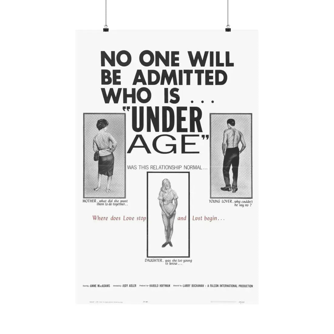 UNDER AGE 1964 - Paper Movie Poster 24″ x 36″ Matte - The Sticker Space