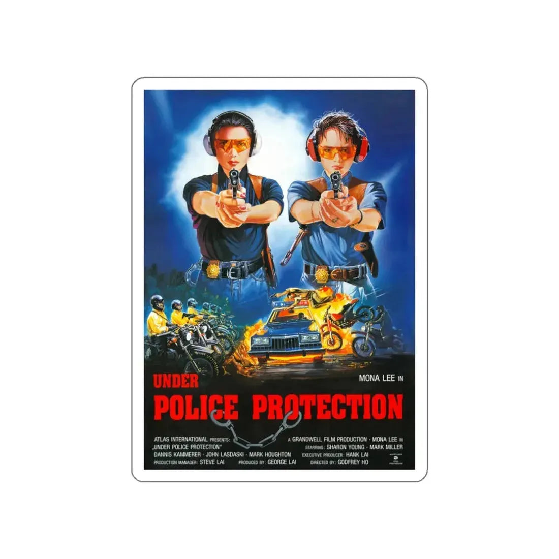 UNDER POLICE PROTECTION 1989 Movie Poster STICKER Vinyl Die-Cut Decal 3 Inch - The Sticker Space