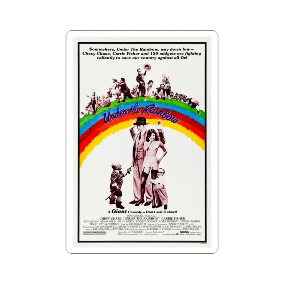 Under the Rainbow 1981 Movie Poster STICKER Vinyl Die-Cut Decal 2 Inch - The Sticker Space