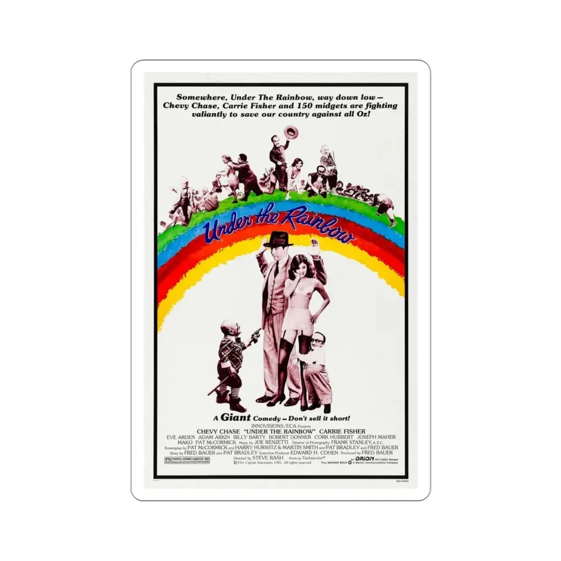 Under the Rainbow 1981 Movie Poster STICKER Vinyl Die-Cut Decal 3 Inch - The Sticker Space