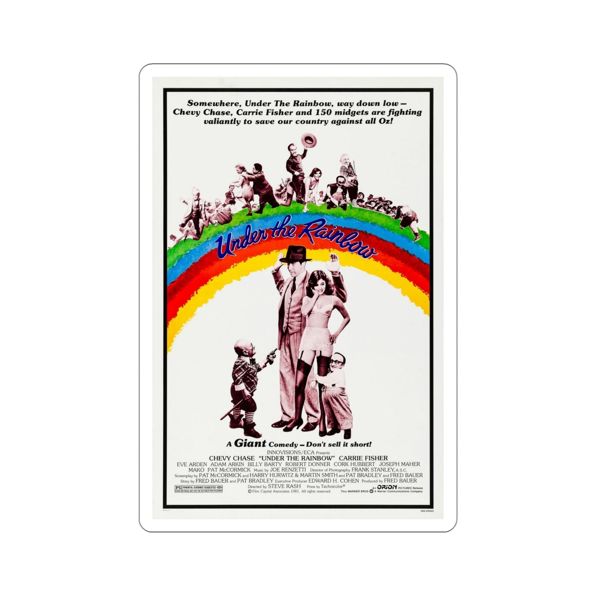 Under the Rainbow 1981 Movie Poster STICKER Vinyl Die-Cut Decal-5 Inch-The Sticker Space