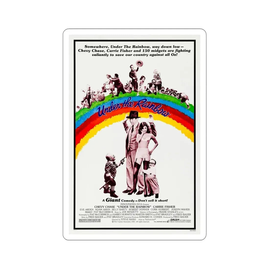 Under the Rainbow 1981 Movie Poster STICKER Vinyl Die-Cut Decal 6 Inch - The Sticker Space