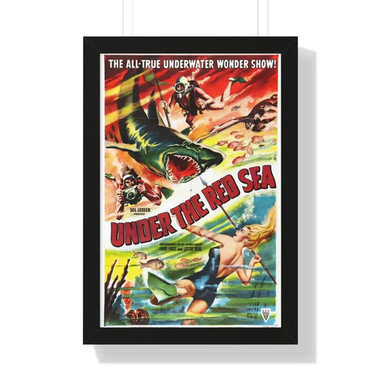 UNDER THE RED SEA 1952 - Framed Movie Poster 16″ x 24″ Black - The Sticker Space